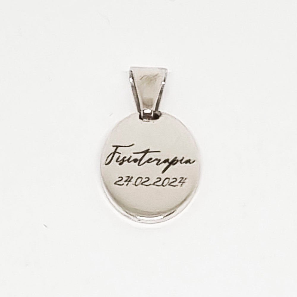Pingente Oval Personalizado Profissões em Prata
