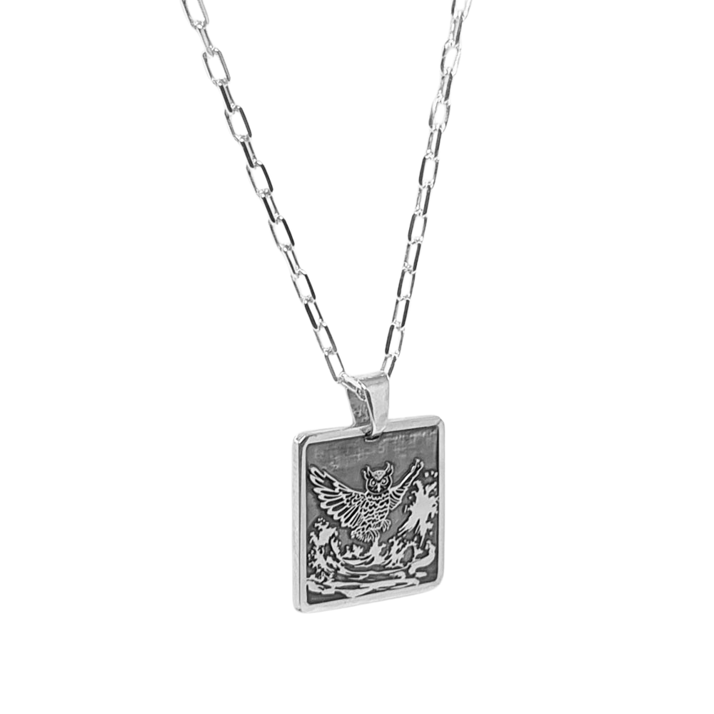 Colar Pingente Quadrado Personalizado 20x20 em Prata
