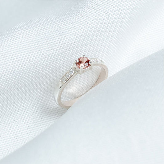Anel 950 Turmalina Rosa 6 Zircônias em Prata