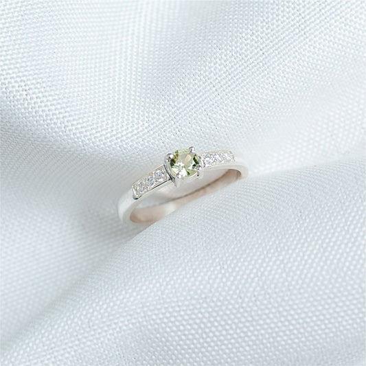 Anel Em Prata 950 Turmalina Verde 6 Zircônias