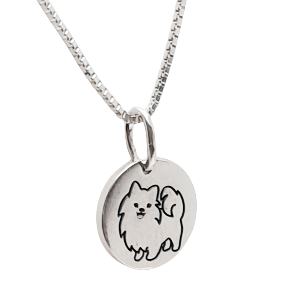 Colar Pingente Redondo Pet Personalizado Pet 10-15mm em Prata