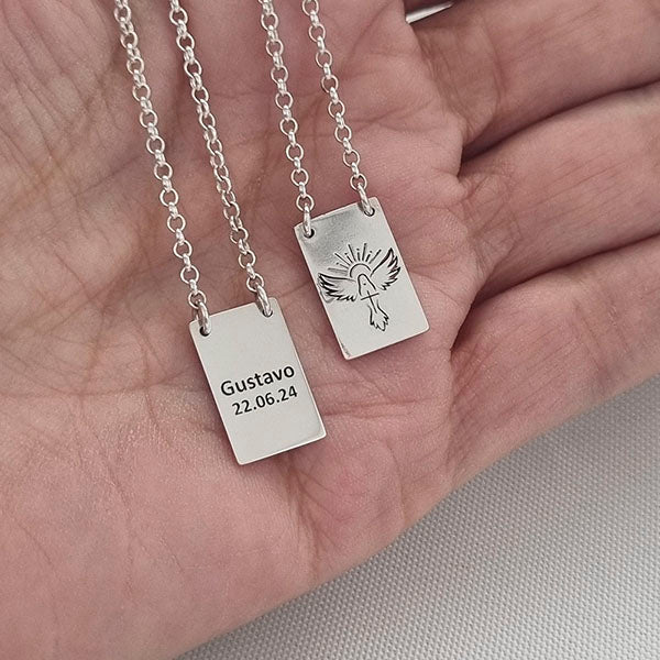 Escapulário Retangular Personalizado 12x16 em Prata