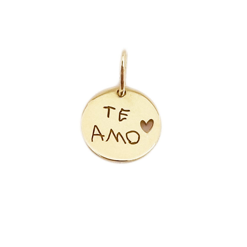 Pingente Redondo Vazado Personalizado 10mm Ouro 18K
