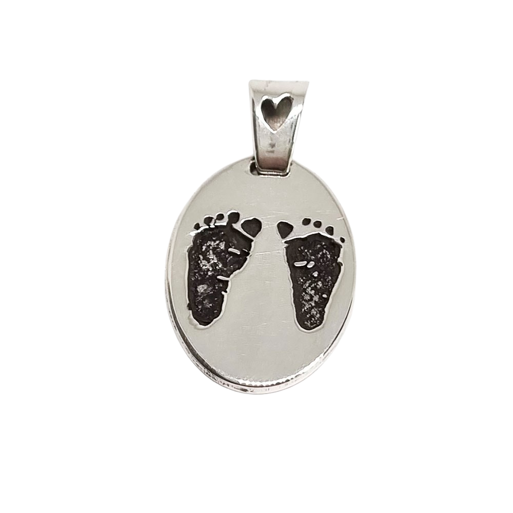 Pingente Oval Dados Nascimento Personalizado em Prata