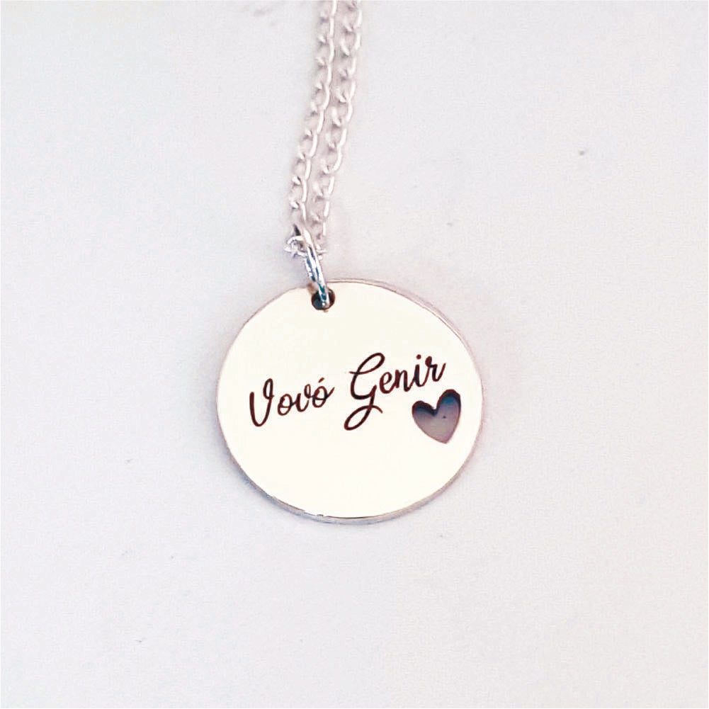 Colar Pingente Redondo 20mm Personalizado em Prata