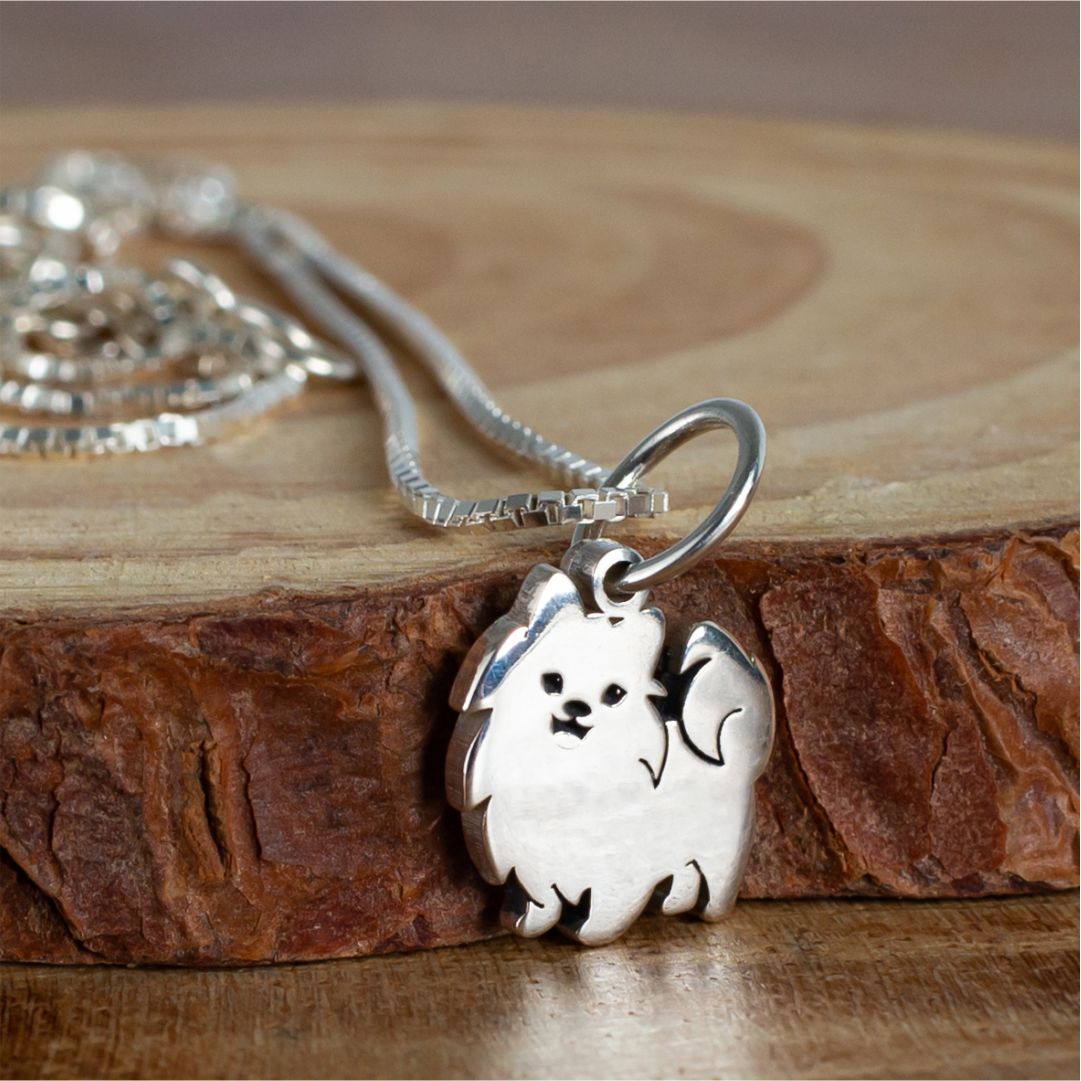 Colar Pingente Pet Lulu Spitz Alemão em Prata