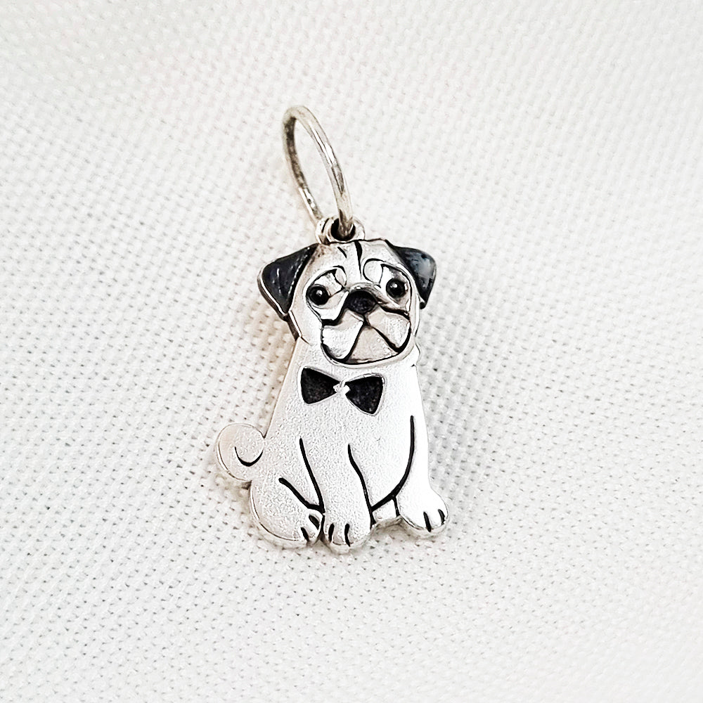 Pingente Pet Pug Personalizado 18mm em Prata