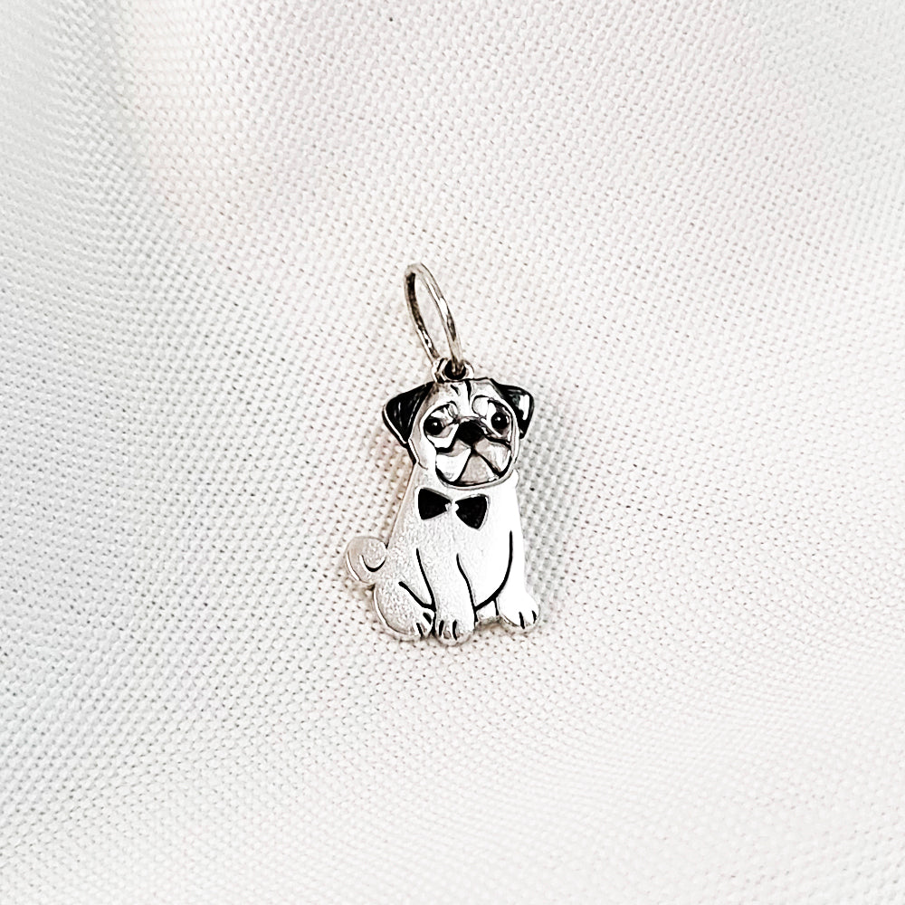 Pingente Pet Pug Personalizado 18mm em Prata