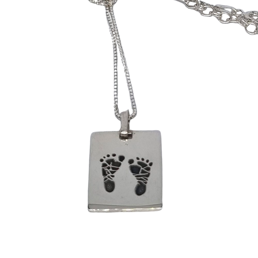 Colar Pingente Retangular Nascimento Personalizado em Prata