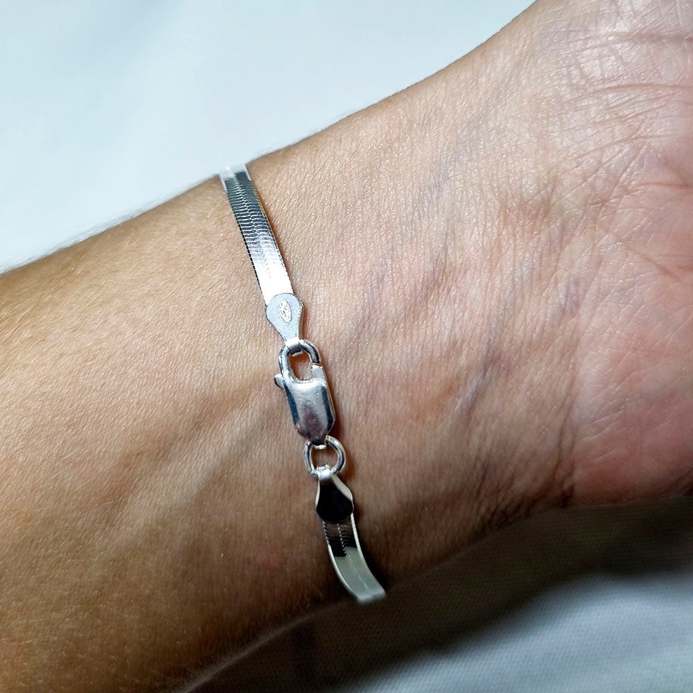 Pulseira Laminada Fita 3mm 18cm em Prata
