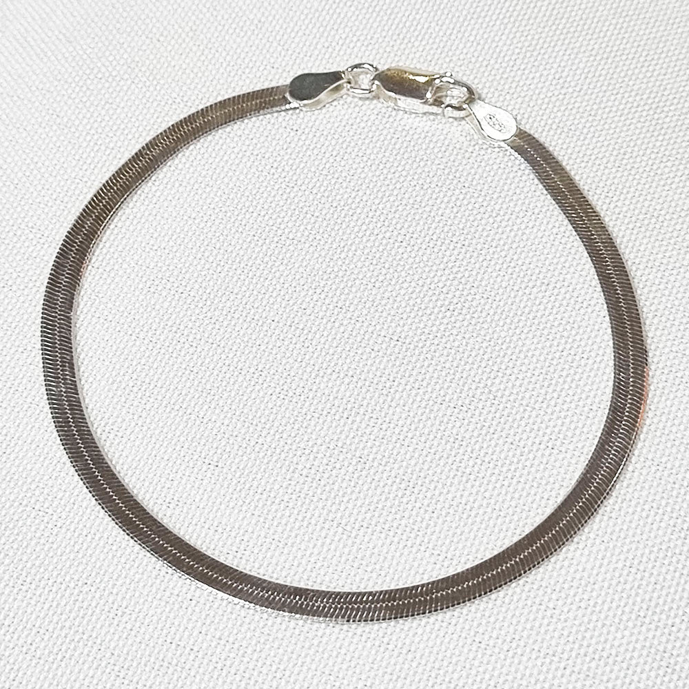 Pulseira Laminada Fita 3mm 18cm em Prata
