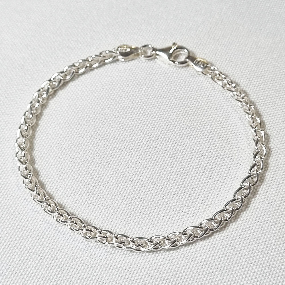 Pulseira Trançada 3mm 17cm em Prata
