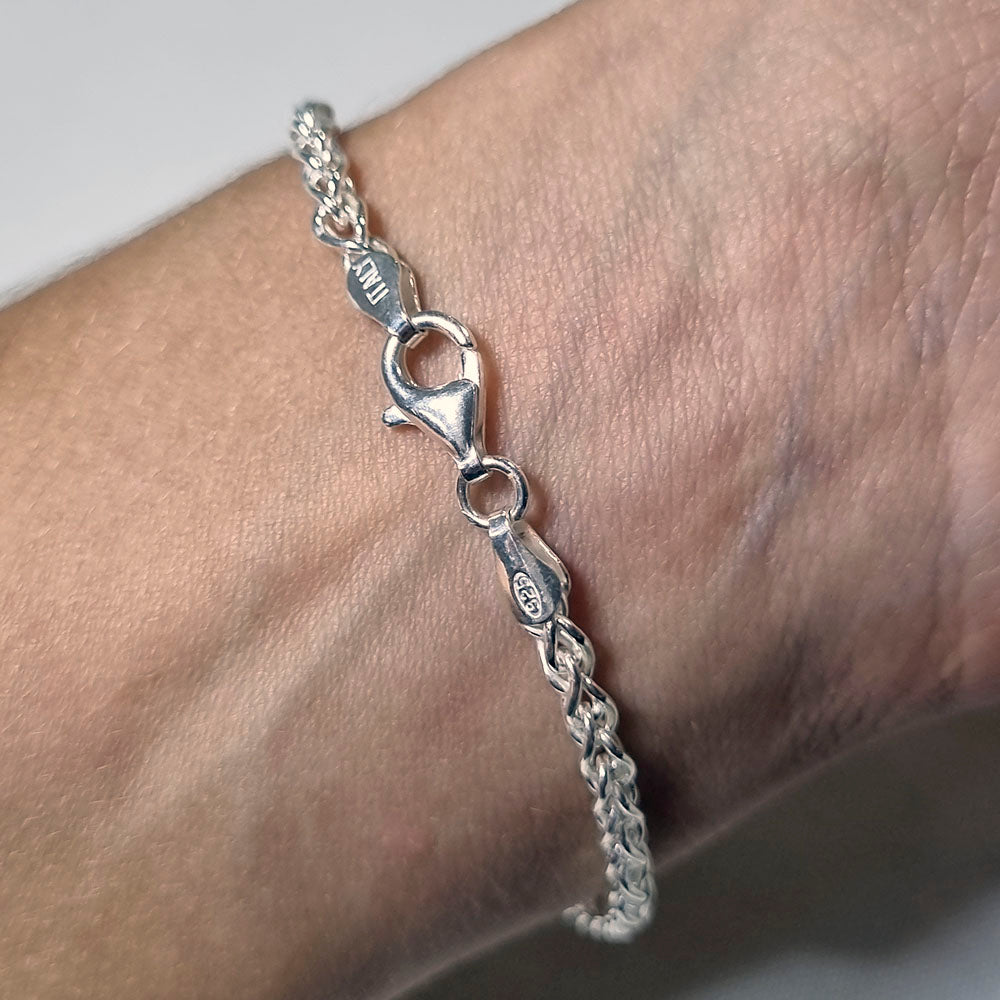 Pulseira Trançada 3mm 17cm em Prata