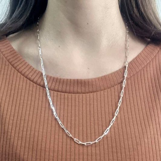 Corrente Elo Retangular Grande 60cm em Prata
