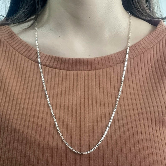 Corrente Elo Retangular 70cm em Prata