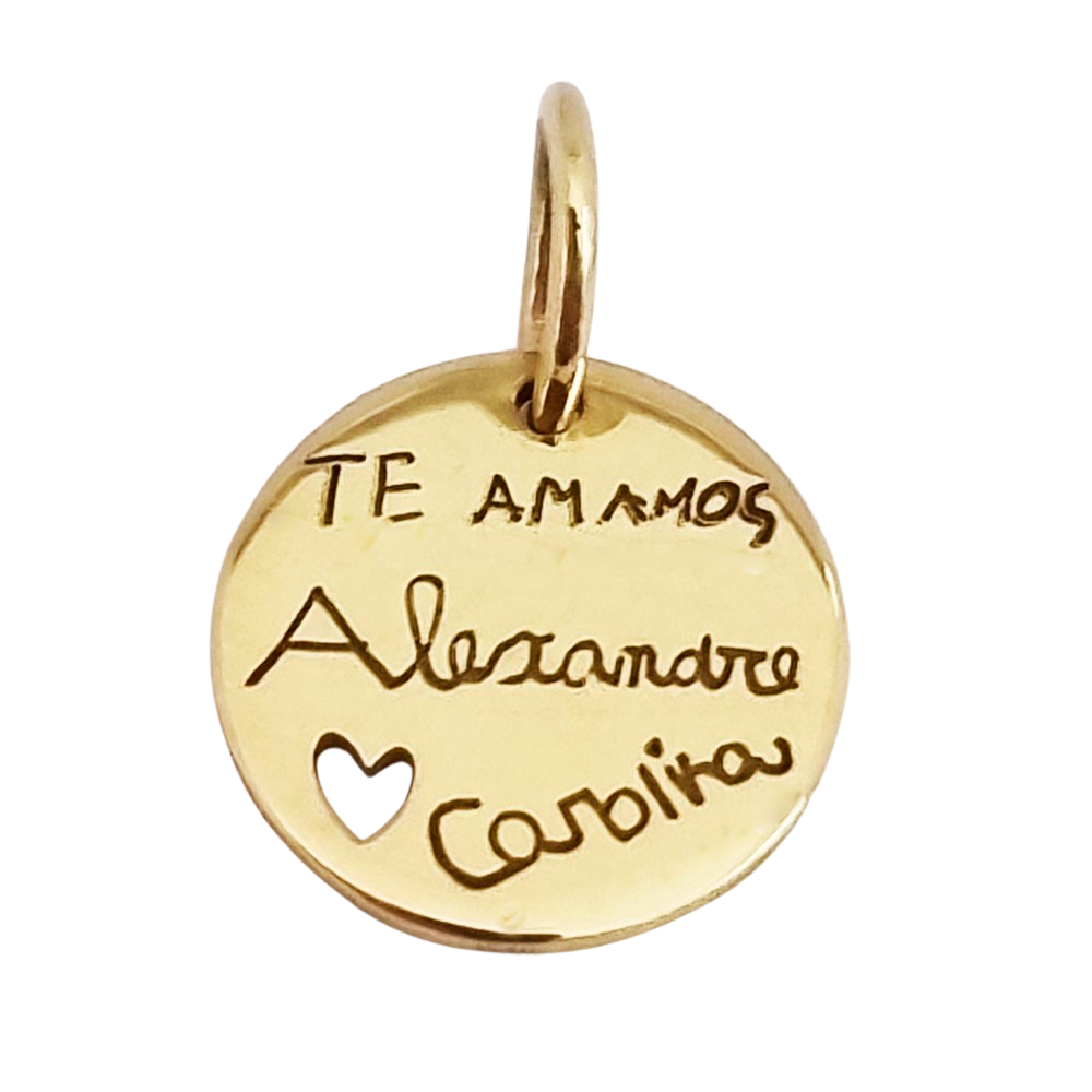 Pingente em Ouro 18k Redondo Personalizado 12mm