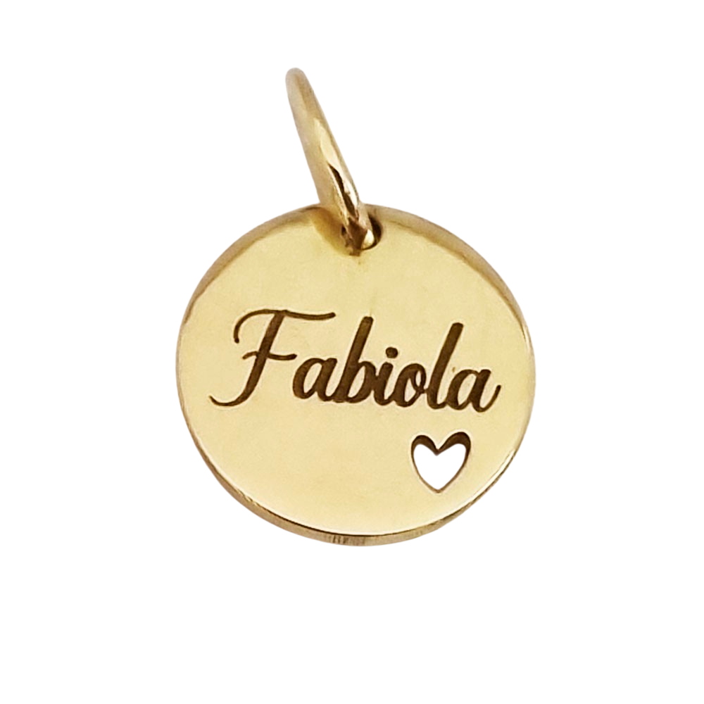 Pingente em Ouro 18k Redondo Personalizado 12mm