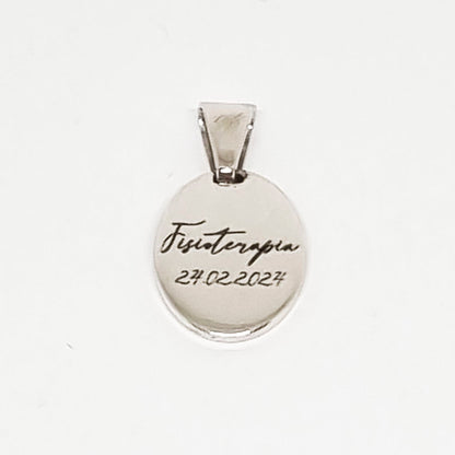 Pingente Oval Personalizado Profissões em Prata