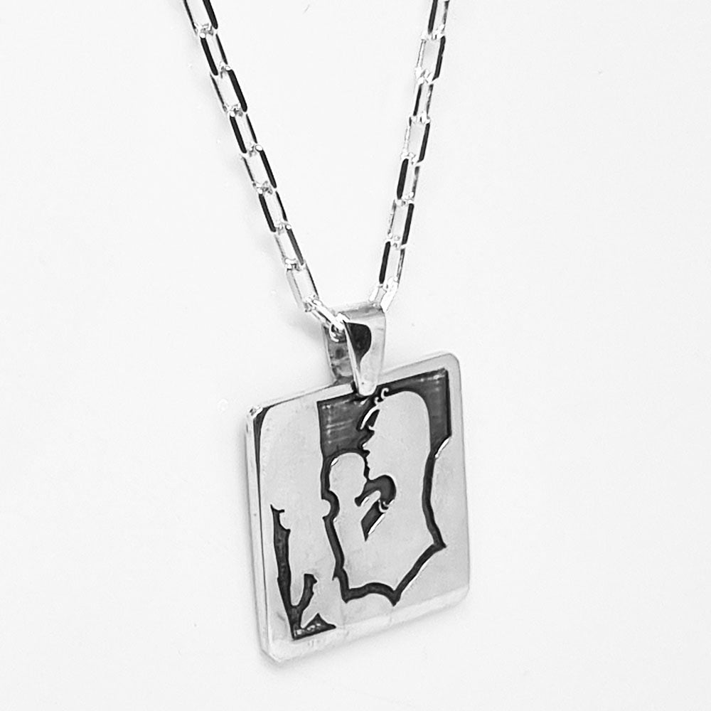 Colar Pingente Quadrado Personalizado 20x20 em Prata