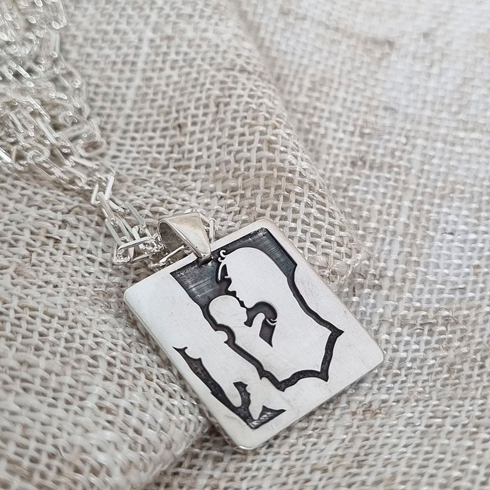 Colar Pingente Quadrado Personalizado 20x20 em Prata