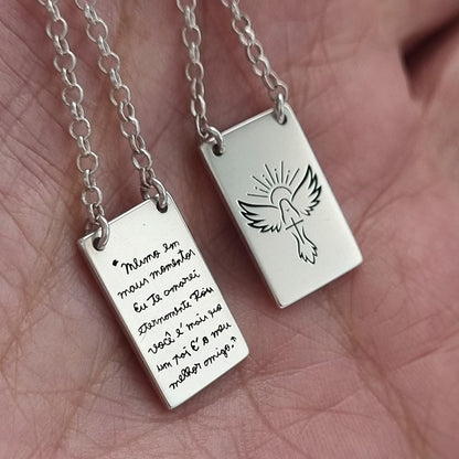 Escapulário Retangular Personalizado 12x16 em Prata