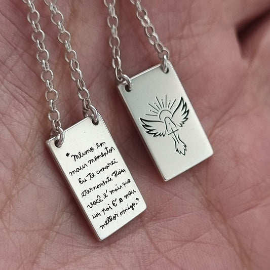 Escapulário Retangular Personalizado 12x16 em Prata