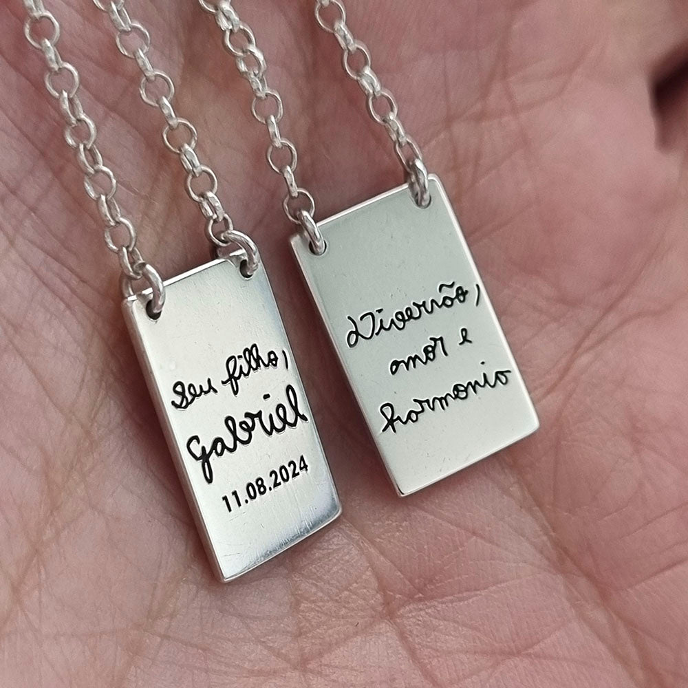 Escapulário Retangular Personalizado 12x16 em Prata