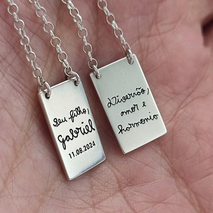 Escapulário Retangular Personalizado 12x16 em Prata