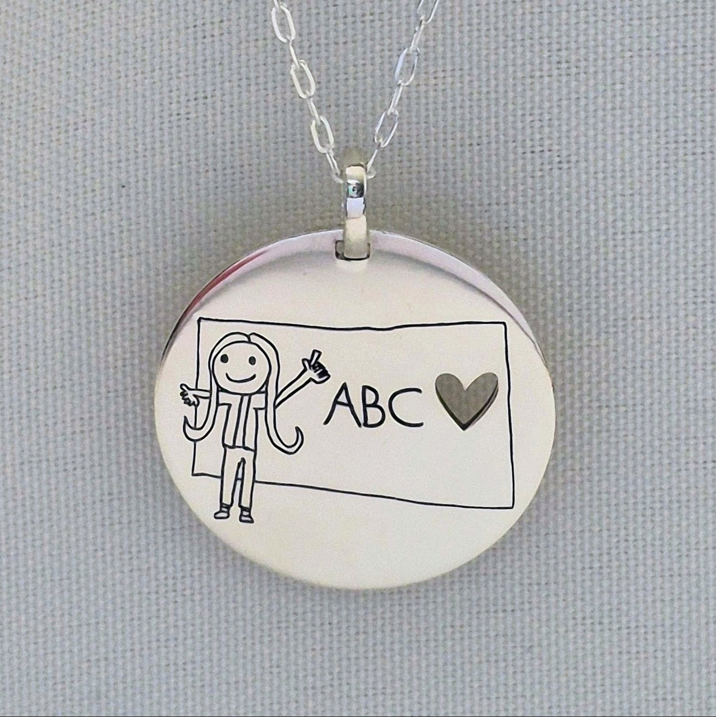Colar Pingente Redondo Assinaturas Personalizado 30mm em Prata