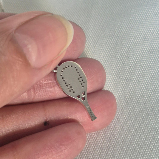 Pingente Raquete Beach Tennis 18mm em Prata