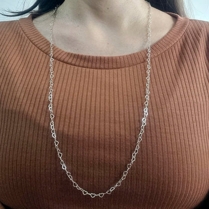 Corrente Coração 80cm em Prata