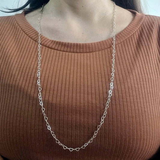 Corrente Coração 80cm em Prata