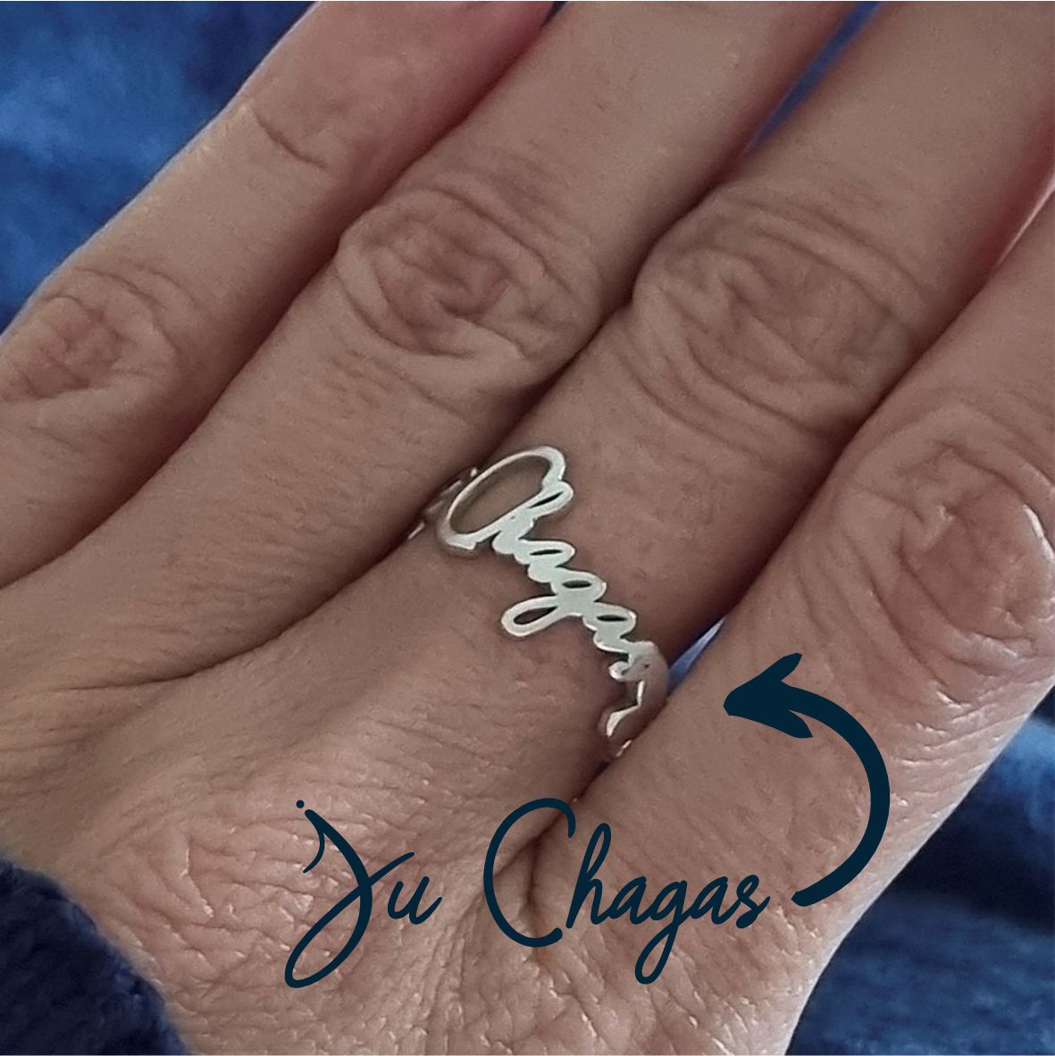 Anel Personalizado Assinatura em Prata 950