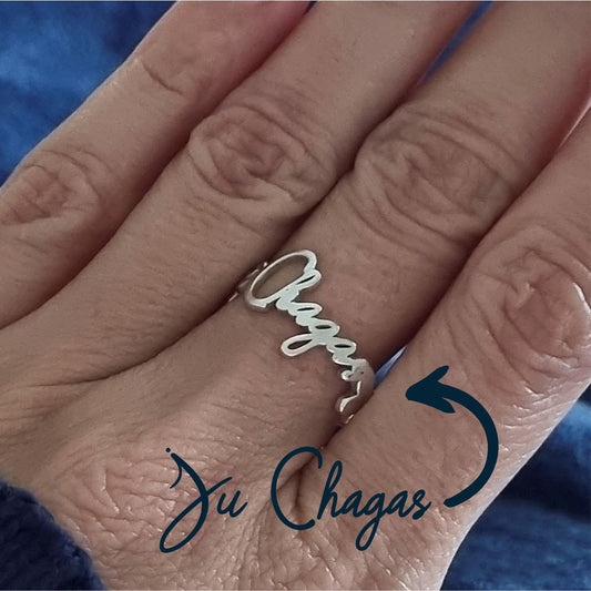 Anel Personalizado Assinatura em Prata 950