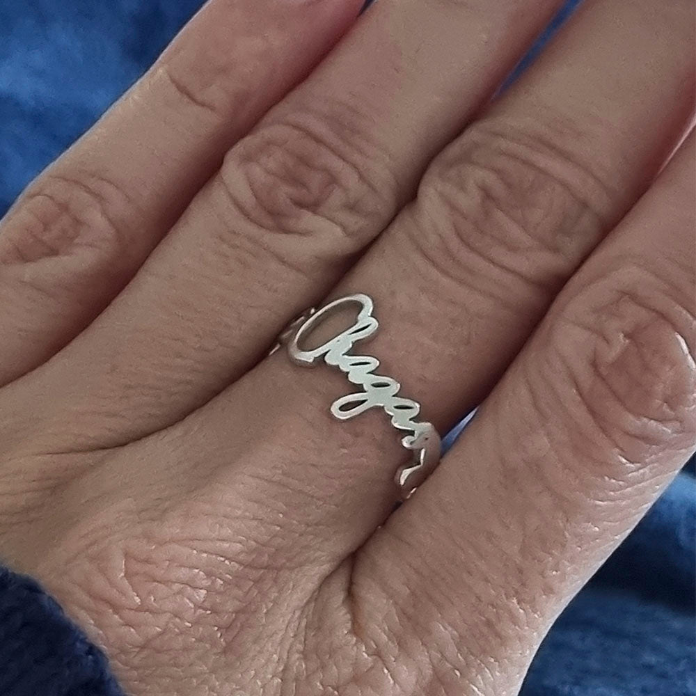 Anel Personalizado Assinatura em Prata 950