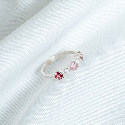 Anel 3 Turmalinas Rosa em Prata 950
