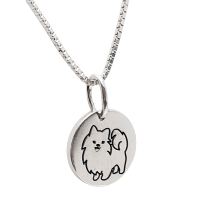 Colar Pingente Redondo Pet Personalizado Pet 10-15mm em Prata