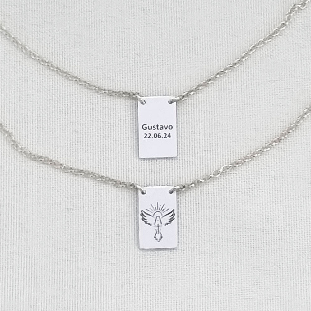 Escapulário Retangular Personalizado 12x16 em Prata