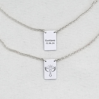 Escapulário Retangular Personalizado 12x16 em Prata