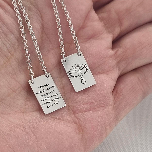 Escapulário Retangular Personalizado 12x16 em Prata