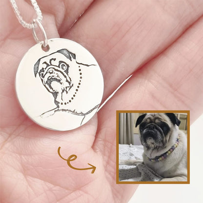 Colar Pingente Redondo Pet Personalizado 20mm em Prata