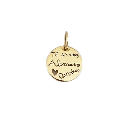 Pingente em Ouro 18k Redondo Personalizado 12mm