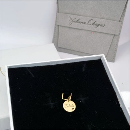 Pingente Redondo Vazado Personalizado 10mm Ouro 18K