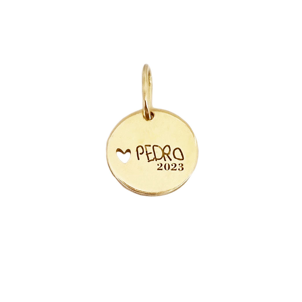 Pingente em Ouro 18k Redondo Personalizado 12mm