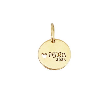 Pingente em Ouro 18k Redondo Personalizado 12mm