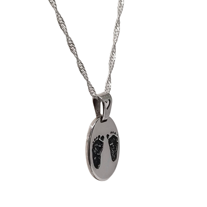 Colar Pingente Oval Personalizado Dados Nascimento em Prata