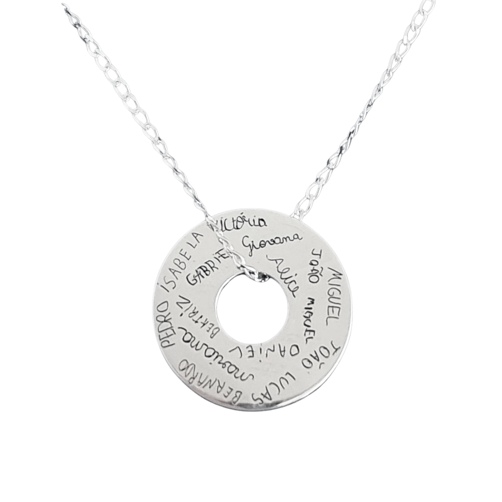 Pingente Arruela Circular Personalizado 25mm em Prata