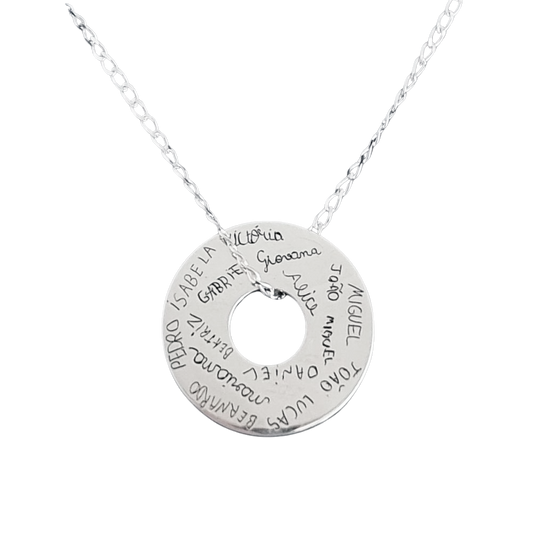 Pingente Arruela Circular Personalizado 25mm em Prata
