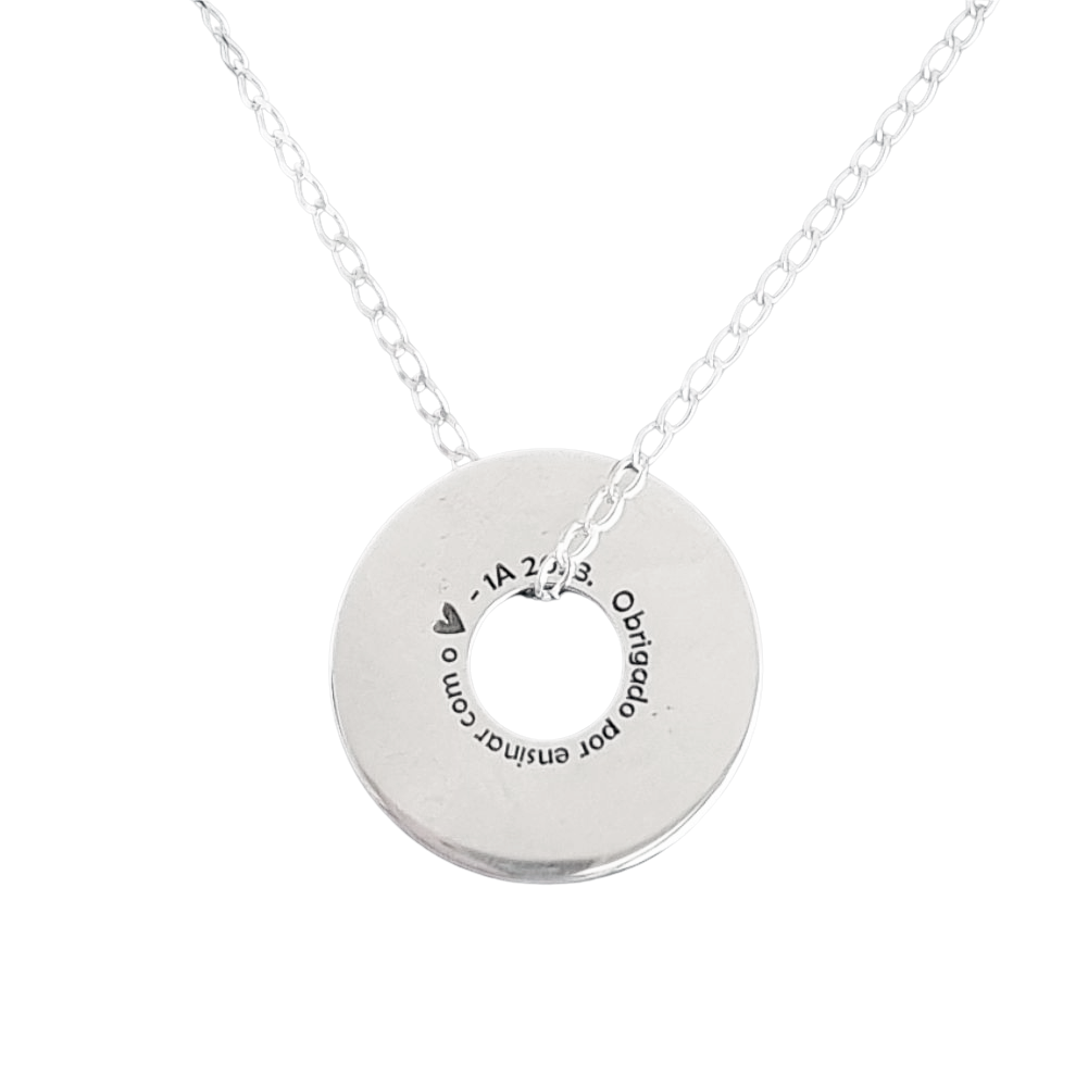 Pingente Arruela Circular Personalizado 25mm em Prata