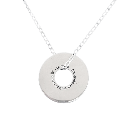 Pingente Arruela Circular Personalizado 25mm em Prata